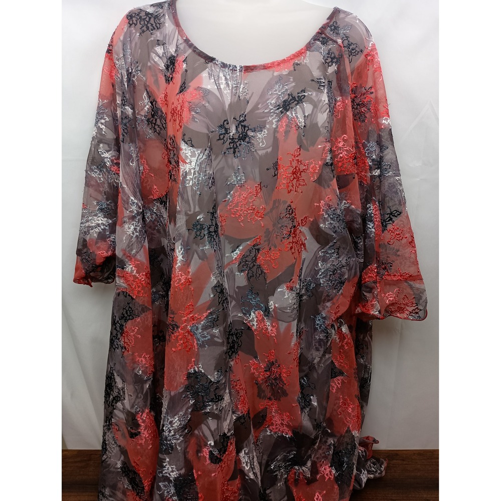 Sterling styles Red black silk floral sheer whimsigoth fairy vacation beach‎